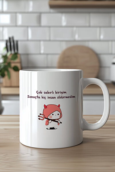 YasBey DESIGN Sevimli Hayalet Şeytan Temalı 330ml Baskılı Beyaz Seramik Kupa ...