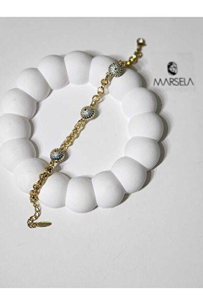 GÜLNAR BİJUTERİ سوار VIP مرصع بحجر الزركون وحجر العين الشريرة