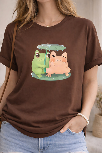 ArtYus تي شيرت للجنسين من نوع Frogs مطبوع Cotton قصة مريحة برقبة دائرية