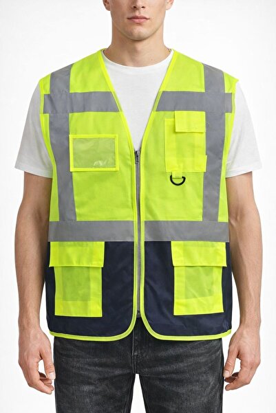 Mekaizen سترة تحذيرية عاكسة للضوء متعددة الجيوب للمهندسين - عالية الوضوح، مطب...