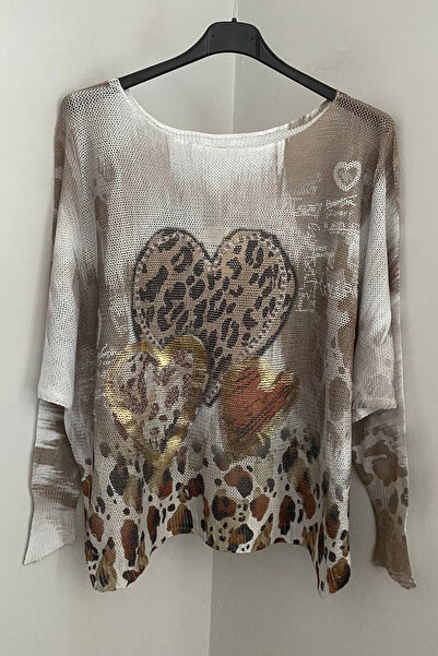 AYASOFYA OTANTIK Women's Italian Cappuccino Batik Heart Patterned Foil Detail...