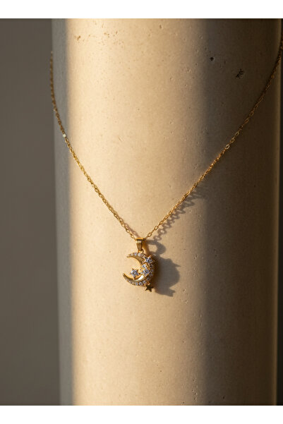 Two B Jewelry Parlak Ayyıldız Detaylı Kolye