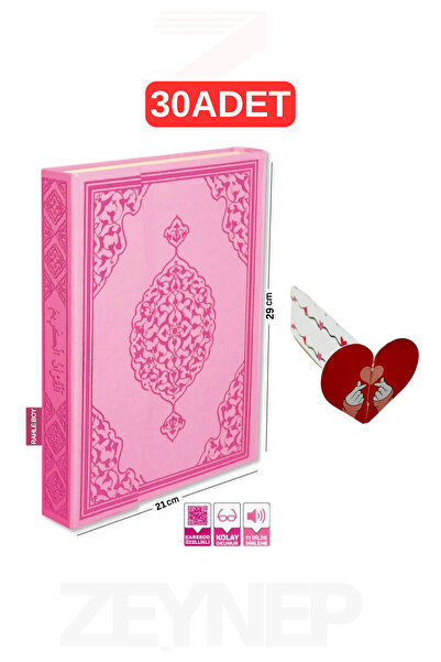 Merve Yayınları Kuranı Kerim Bilgisayar Hatlı Rahle Boy Pembe 30 Adet (Kalp A...