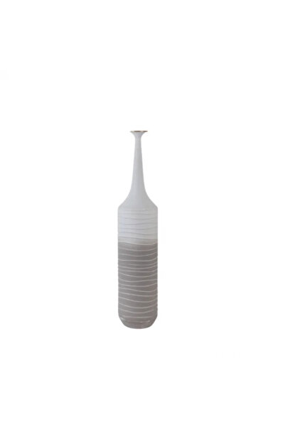 Generic Metal vase - white and gray - small