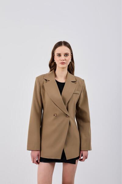 CELITA Women's Double Buttoned Lined Long Coat