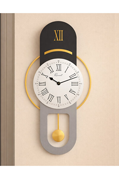 Racart Hareketli sarkaç, Cam Yüzeyli, Metal halkalı, Dekoratif Duvar Saati RO...