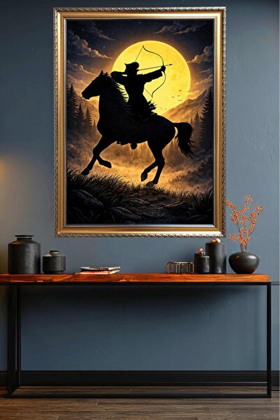 LUXRN Tablou de perete înrămat cu simboluri turcești, imprimat UV, cu model M...