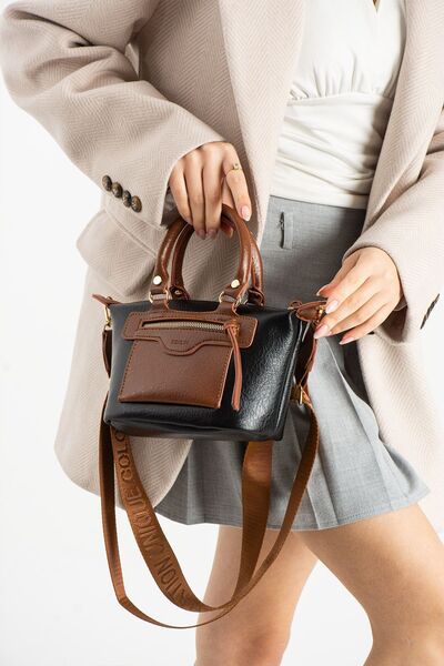 Mortanya Berlin Print Paneled Soft Leather Multi-Compartment Hand and Shoulde...