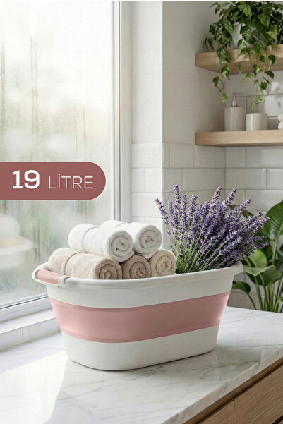 Vienev 19 L Katlanır Sepet Pembe | Yer Kaplamayan Akordiyon Tasarım