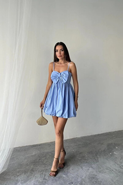 nedo7 Blue Front Bow Strap Dress