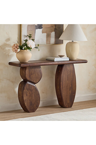 Home Box Lumi Solid Wood Console Table- Walnut