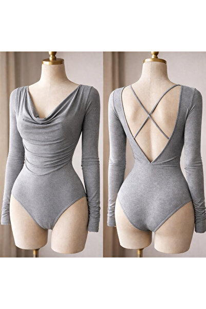 Nsb Tasarım Backless Low-Cut Neckline Super Star Bodysuit