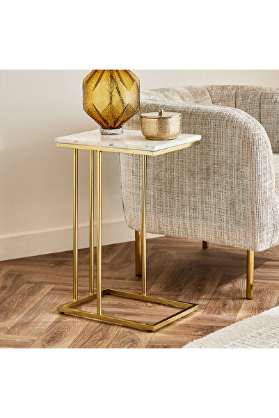 Generic طاولة كافون فيرسا ذات سطح من الرخام الأصلي على شكل حرف C