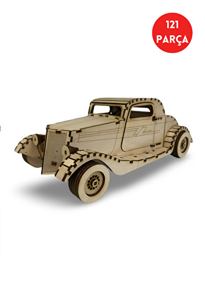 ALGWOOD 3 Boyutlu IRONLINE Vintage Coupe Ahşap Maket – 121 Parça Klasik Araba...