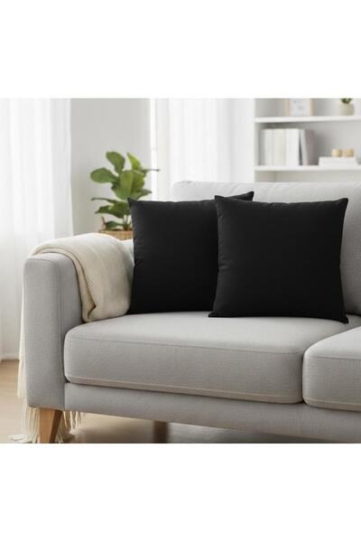 NAKKAŞİ ZARİF Plain Black Throw Pillow Cover