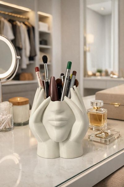 NOVATECH İNOVASYON Decorative Facial Pen Holder & Makeup Brush Stand Home Decoration Brush Organizer Tabletop Decor
