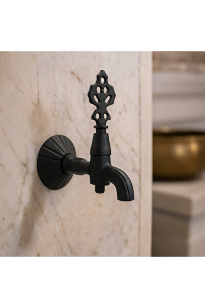 banyosepeti Hümayun Mat Siyah Osmanlı Tip Duvar Çeşmesi – Dekoratif Anahtarlı...