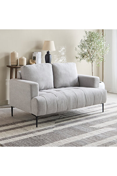 Home Box أريكة سكوت قماشية لشخصين - رمادي