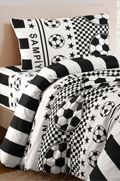 Magnolia Black and White Single Fan Duvet Cover Set - Soft Cotton Texture