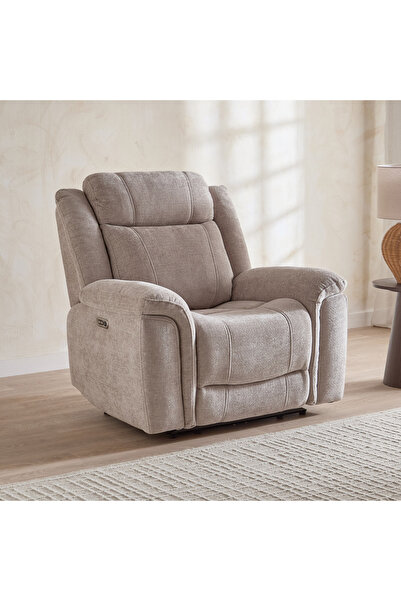 Home Box Nova Armchair Electric Power Fabric Recliner- Beige