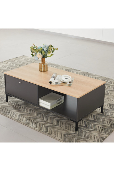 Home Box طاولة قهوة سيستا - لون طبيعي ورمادي داكن