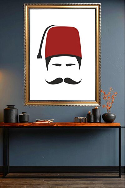 LUXRN Tablou de perete înrămat cu simboluri turcești, imprimat UV, cu model M...