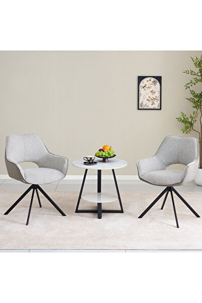 Home Box طقم شاي موفو-شيلي 1+2 من الحجر المتكلس - بيج وأسود