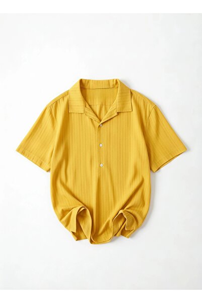 Wonraces Мъжка удобна риза с къс ръкав от лен с яка Apash