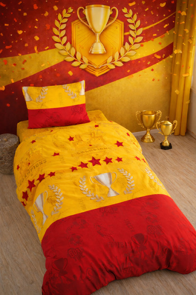 Almira Winner Yellow-Red Football Themed Single Duvet Cover Set |   Sleeping ...