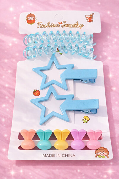 Renkli kids Girl's and Baby Girl's Star Model Buckle Set 8 Pieces