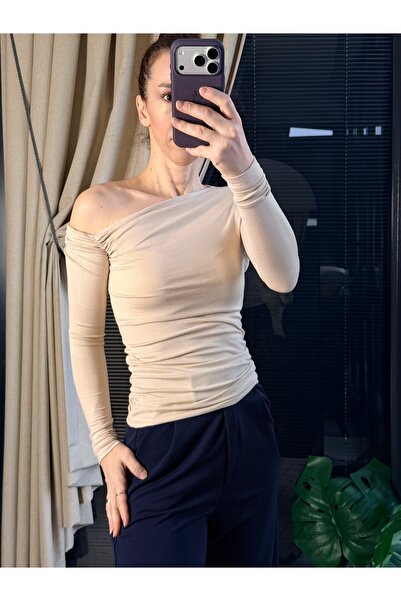 LUNSHI Düşük Omuz Bluz