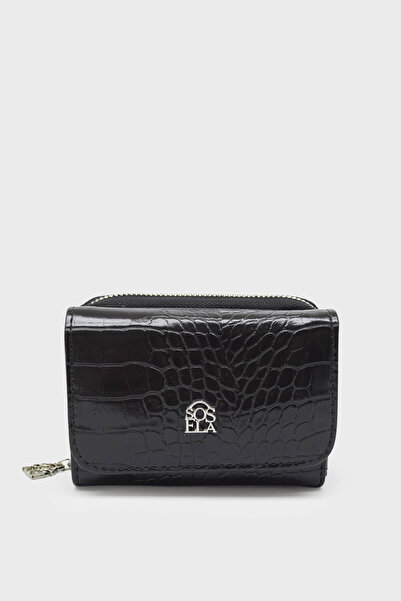 SOSELA Women's Wallet Black Crocodile Ssl-4033