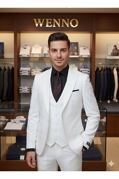 WENNO طقم فيست بدلة باللون الأبيض