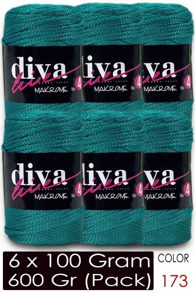 Diva İplik Diva Macrame Cord Thick (No:4) 173 Green (Pack of 6)