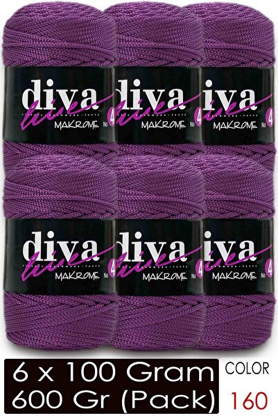 Diva İplik Diva Makrame Debeli konopac (Br:4) 160 Šljiva (Paket od 6)