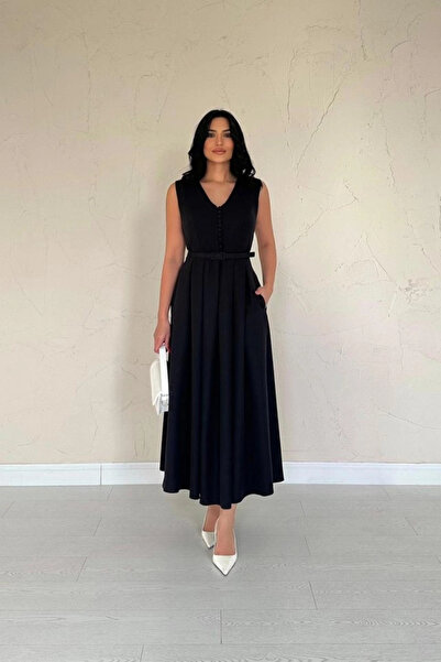 nedo7 Black Front Britli Pleated Dress