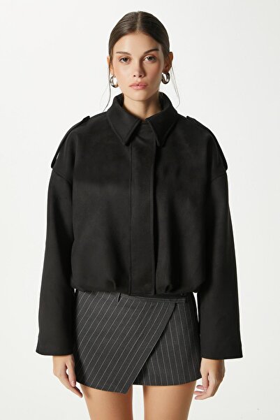 MACSYLEN Kadın Oversize Bomber Süet Deri Ceket