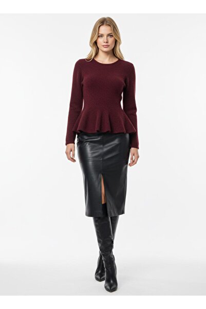 mysimy Crew Neck Pleated Pullover Sweater