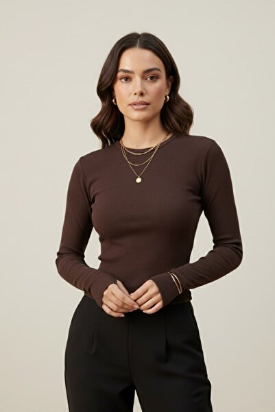 Puane Women's Stretch Fabric Finger Insert Detailed Undershirt Blouse 40020 -...