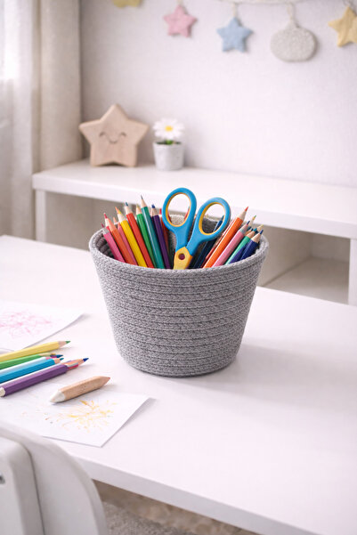ÖRGÜM Pen Holder Desktop Organizer Basket 13X13 cm