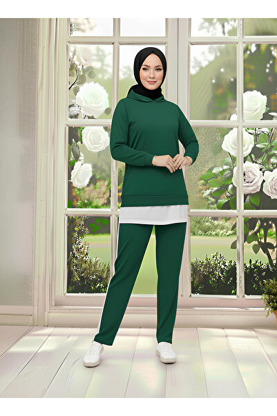 DESTEMODA Tunic Set Hooded Emerald Green 3004