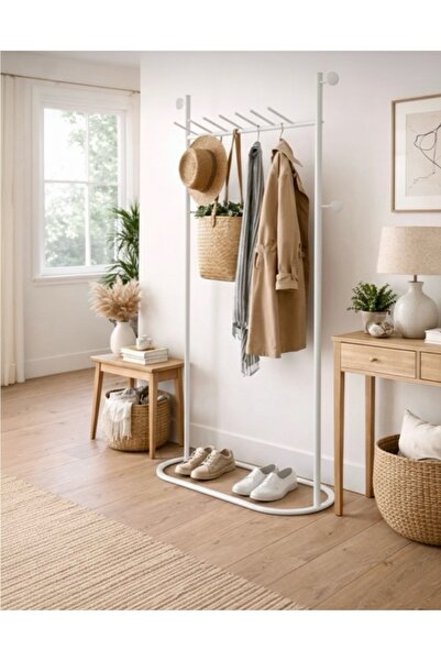 FALCON DEMİR ÇELİK Modern Metal Ayaklı Askılık - Şık Antre ve Portmanto Askıl...