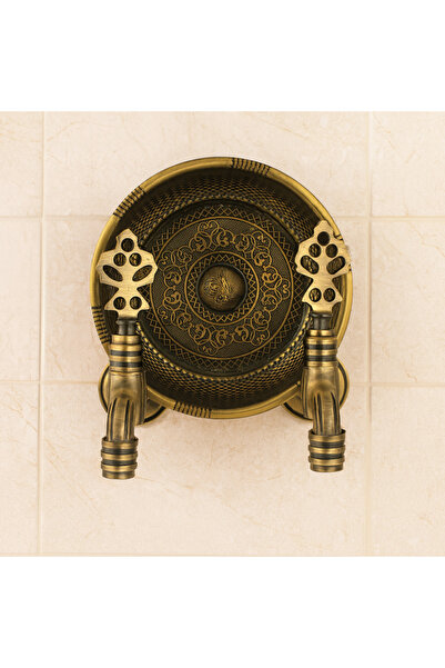 banyosepeti Revnak Antik Eskitme Hamam Tası ve Çift Osmanlı Musluk Seti – Pir...