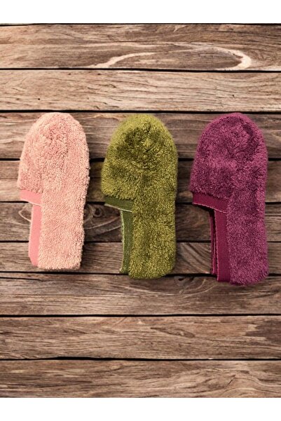 MODA 3’lü renkli 35-39 numara kadın peluş patik