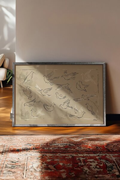 Postifull Vintage Painting, Silver Framed Poster, Vintage Wall Decor