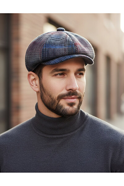derikem Men's Winter Cap Hat Eight-Piece Classic Model British Cap