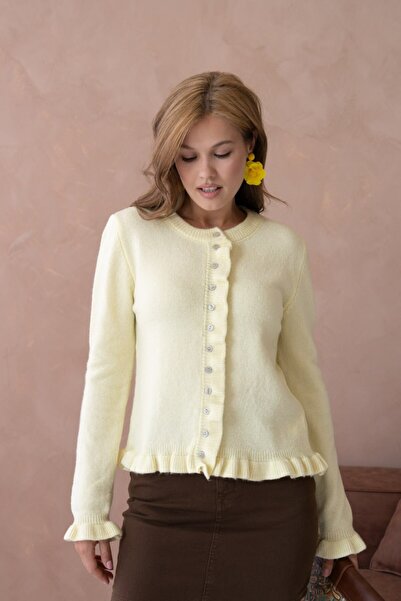 mysimy Button-Detail Soft Textured Knit Cardigan