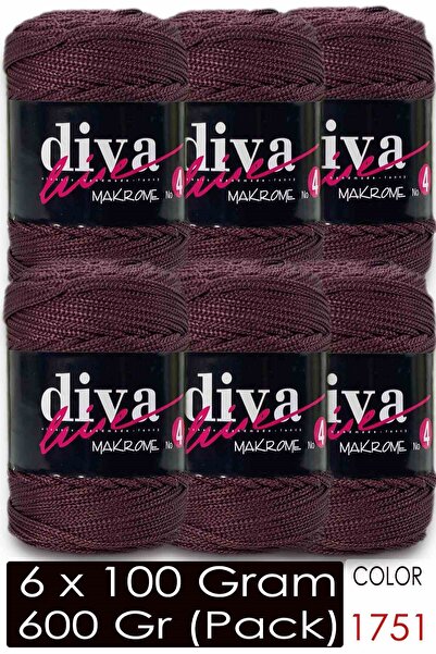 Diva İplik Diva Macrame Cord Thick (No:4) 1751 Dark Burgundy (Pack of 6)