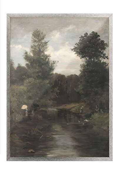 Postifull Tablou vintage, poster cu rama argintie, decor de perete vintage