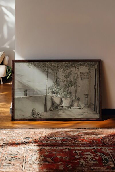 Postifull Vintage Painting, Brown Framed Poster, Vintage Wall Decor